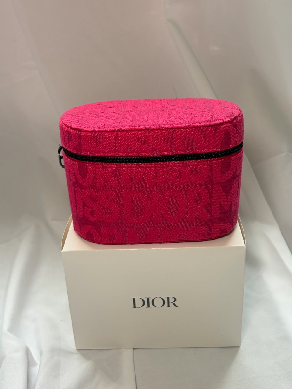 Dior Hot Pink Canvas Zip Travel Case